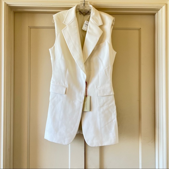 Stella McCartney Becka Single-Breasted Jacket Vest, Off White, Size 12 - Picture 2 of 16